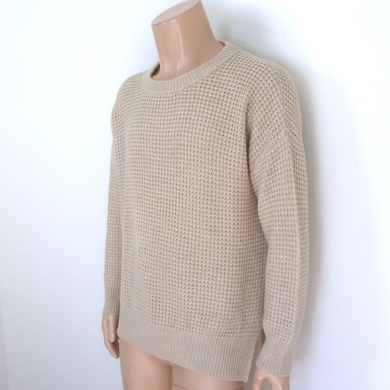 Jenni Kayne Seattle Sweater Beige Wool &amp; Camel Hair Waffle Knit Size Medium