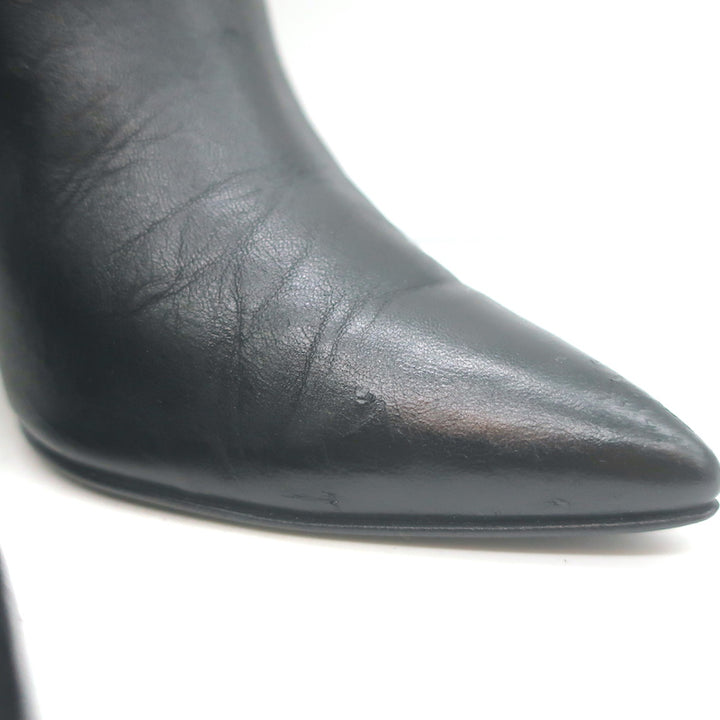 Balenciaga Giant Stud Lace-Up Back Ankle Boots Black Leather Size 40