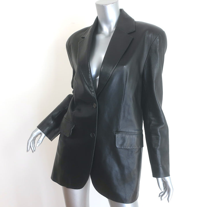 Vintage Celine Leather Blazer Black Size 40 Two-Button Jacket