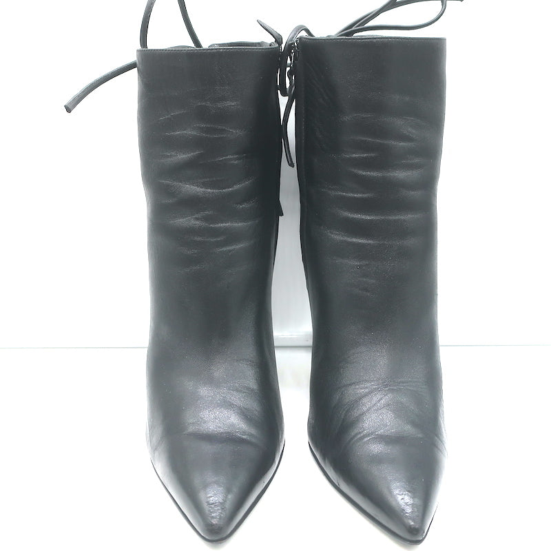 Balenciaga Giant Stud Lace-Up Back Ankle Boots Black Leather Size 40