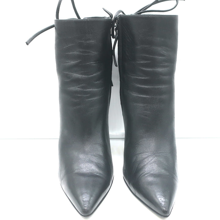 Balenciaga Giant Stud Lace-Up Back Ankle Boots Black Leather Size 40
