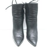 Balenciaga Giant Stud Lace-Up Back Ankle Boots Black Leather Size 40