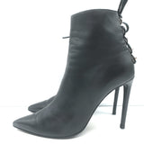 Balenciaga Giant Stud Lace-Up Back Ankle Boots Black Leather Size 40