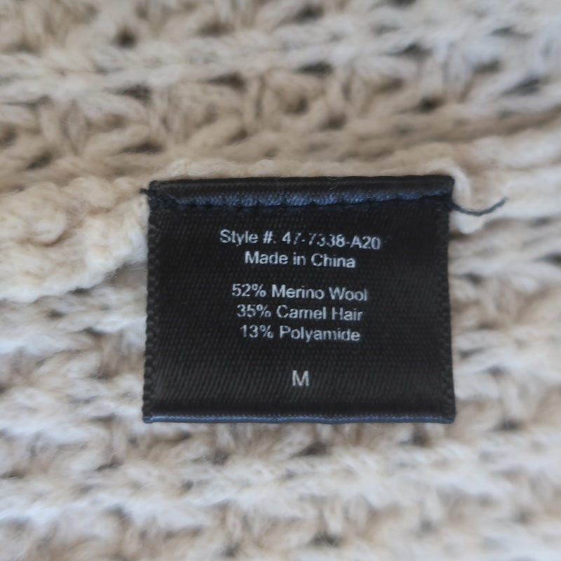 Jenni Kayne Seattle Sweater Beige Wool &amp; Camel Hair Waffle Knit Size Medium