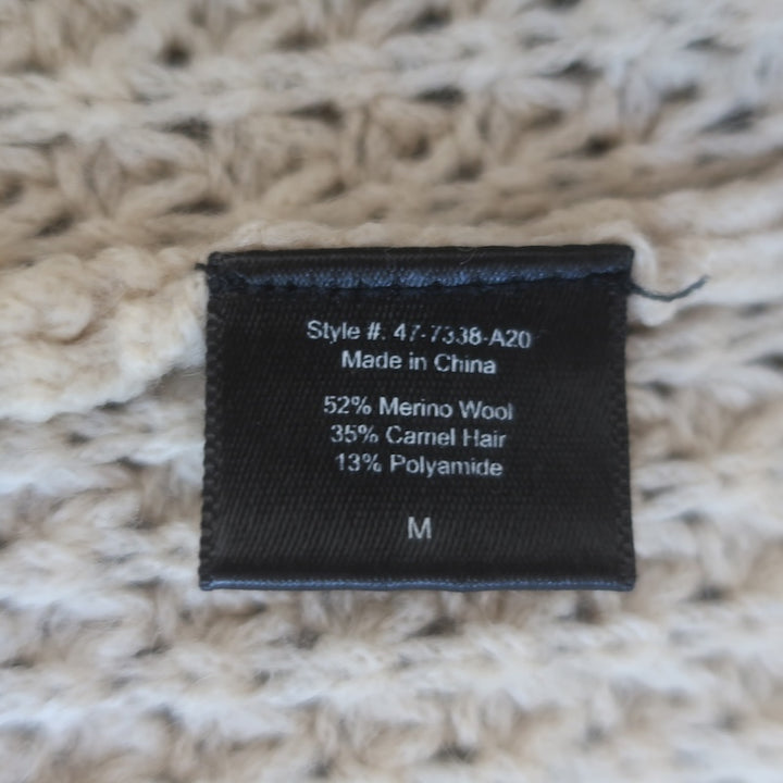 Jenni Kayne Seattle Sweater Beige Wool &amp; Camel Hair Waffle Knit Size Medium