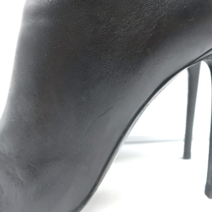 Balenciaga Giant Stud Lace-Up Back Ankle Boots Black Leather Size 40