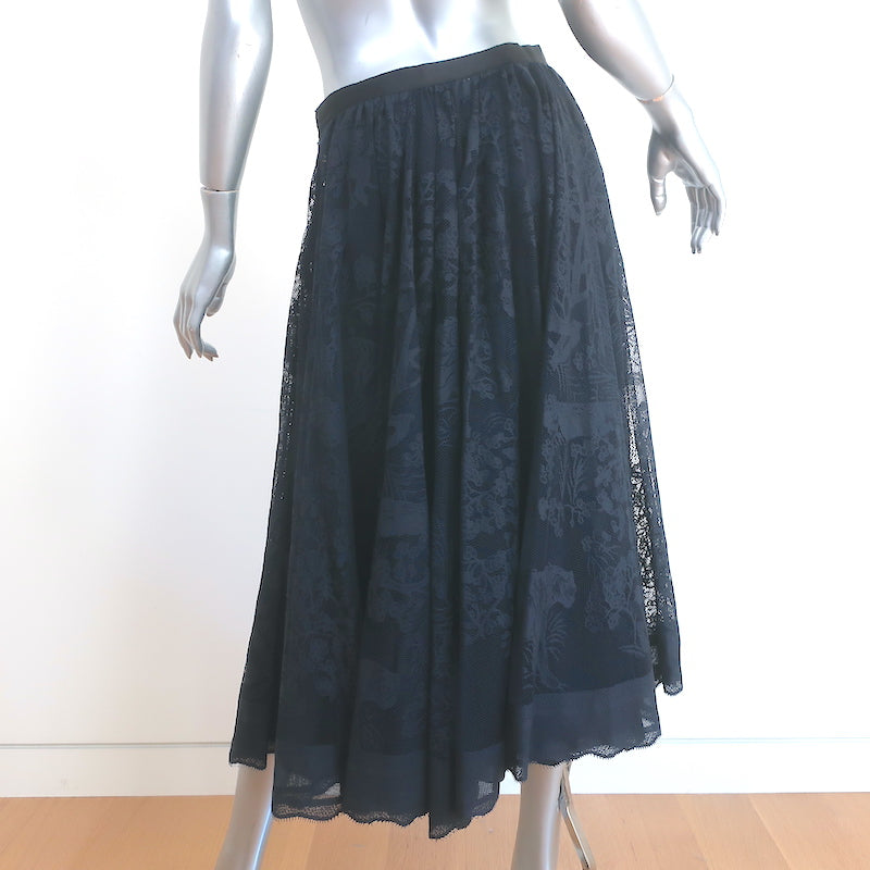 Christian Dior Dioriviera Lace Midi Skirt Navy Size US 10