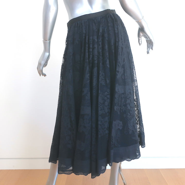 Christian Dior Dioriviera Lace Midi Skirt Navy Size US 10