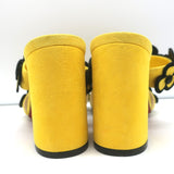 Christian Louboutin Tres Pansy Slide Sandals Yellow Suede Size 37 Open Toe Heels