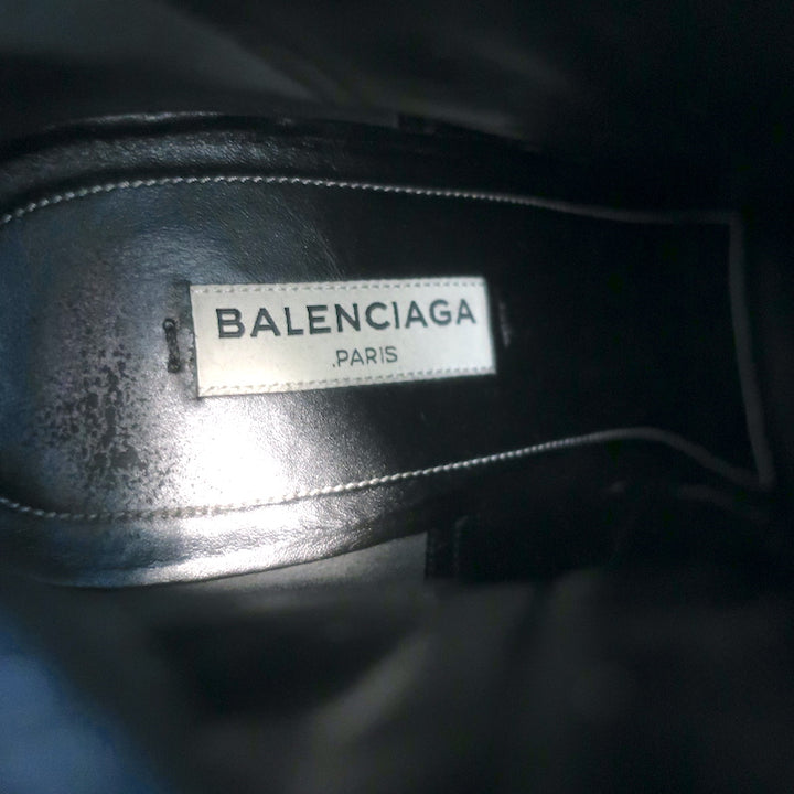 Balenciaga Giant Stud Lace-Up Back Ankle Boots Black Leather Size 40
