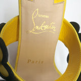 Christian Louboutin Tres Pansy Slide Sandals Yellow Suede Size 37 Open Toe Heels