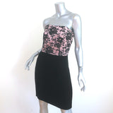 Vintage Valentino Night Strapless Mini Dress Pink Lace & Black Velvet Size 12