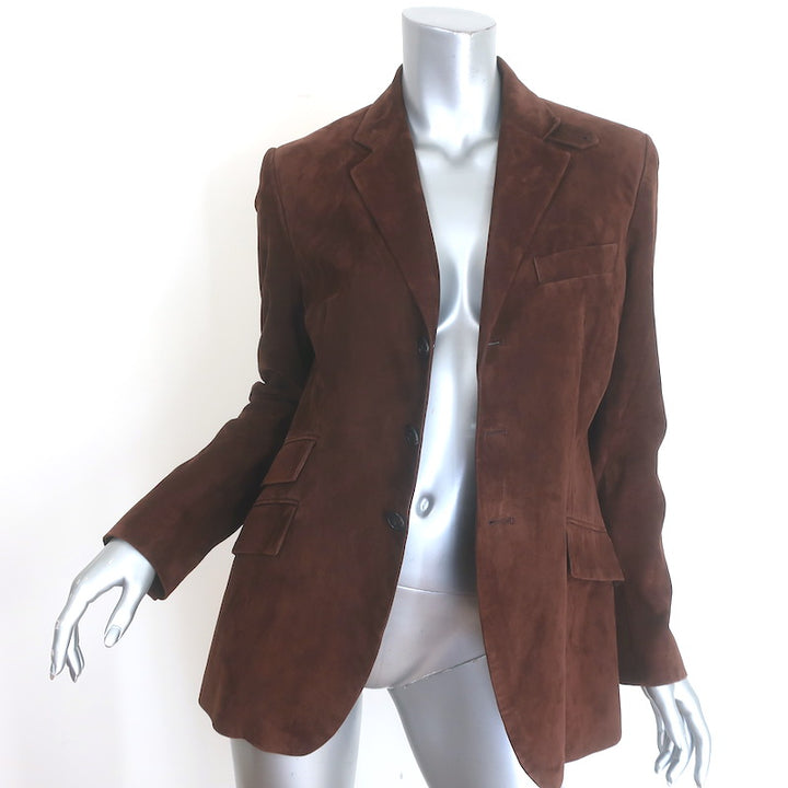 Ralph Lauren Black Label Suede Blazer Brown Size 10 Three-Button Jacket