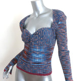 Jonathan Simkhai Vesna Twist-Front Space Dye Knit Top Blue/Multi Size Large