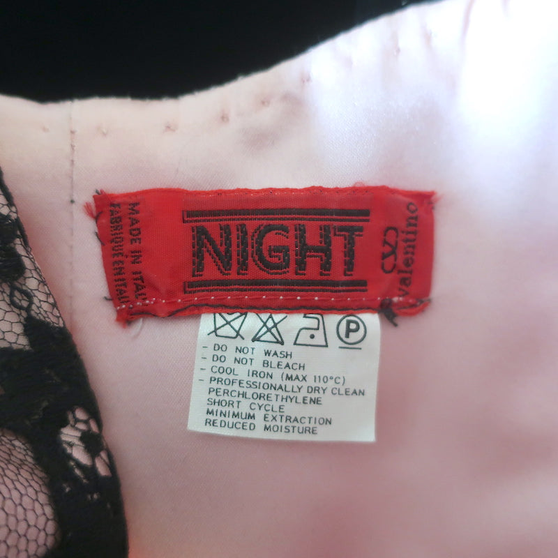 Vintage Valentino Night Strapless Mini Dress Pink Lace &amp; Black Velvet
