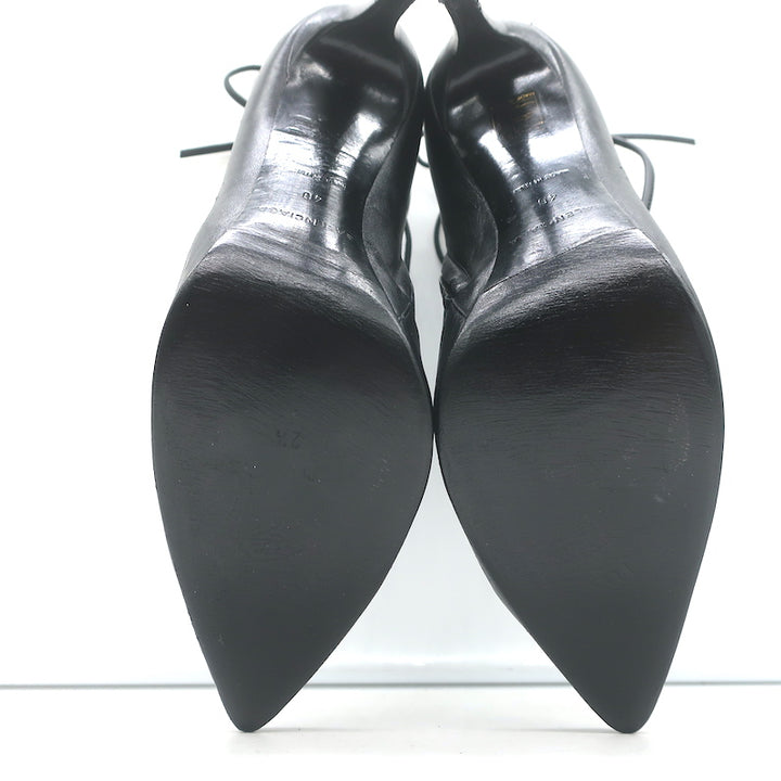 Balenciaga Giant Stud Lace-Up Back Ankle Boots Black Leather Size 40