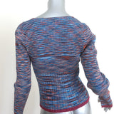 Jonathan Simkhai Vesna Twist-Front Space Dye Knit Top Blue/Multi Size Large