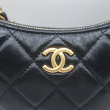 Chanel Chain-Around Quilted Mini Hobo Bag Black Lambskin Crossbody