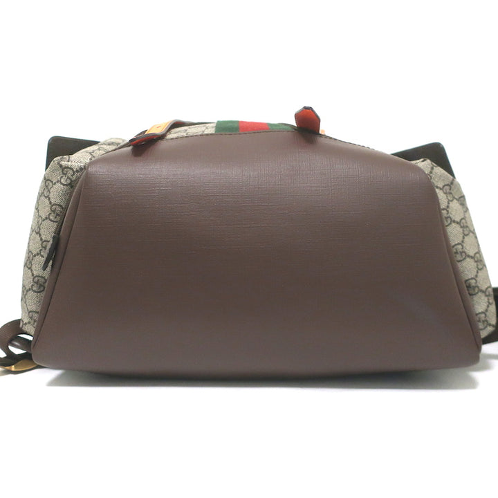 Gucci Ophidia GG Supreme Double Buckle Backpack Monogram Canvas &amp; Orange Neon