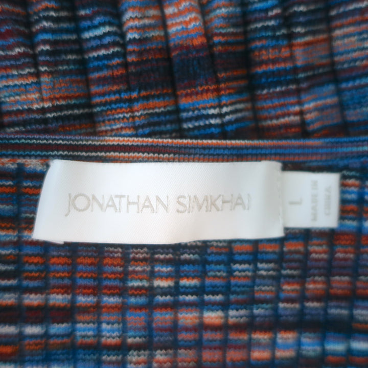 Jonathan Simkhai Vesna Twist-Front Space Dye Knit Top Blue/Multi Size Large
