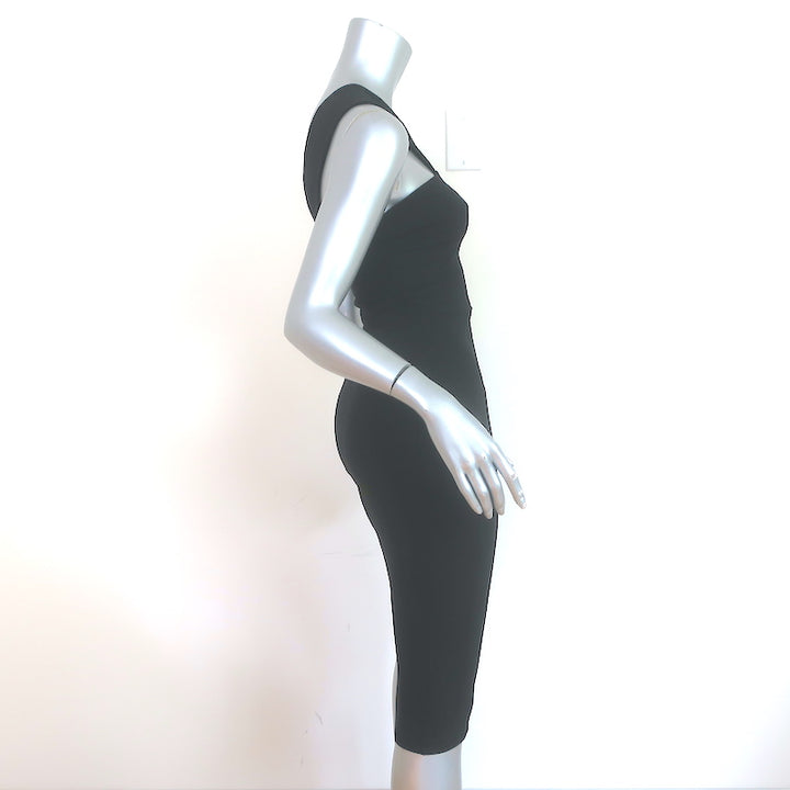 Susana Monaco One Shoulder Dress Black Stretch Jersey Size Small