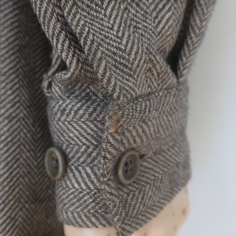 Faconnable Herringbone Overshirt Shacket Taupe Wool-Cashmere Size Large