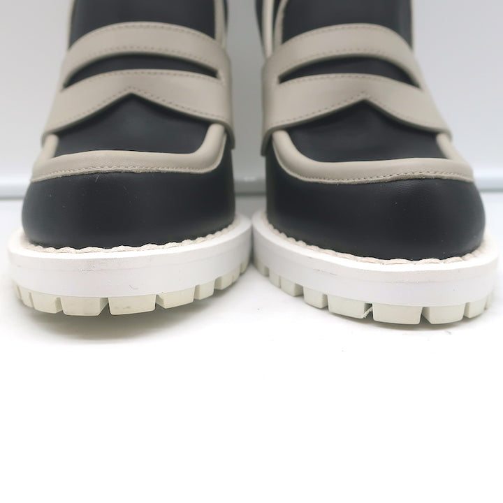 Bottega Veneta Platform Penny Loafer Pumps Black &amp; Gray Leather Size 38