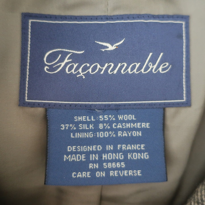 Faconnable Herringbone Overshirt Shacket Taupe Wool-Cashmere Size Large