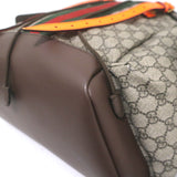Gucci Ophidia GG Supreme Double Buckle Backpack Monogram Canvas & Orange Neon