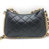 Chanel Chain-Around Quilted Mini Hobo Bag Black Lambskin Crossbody