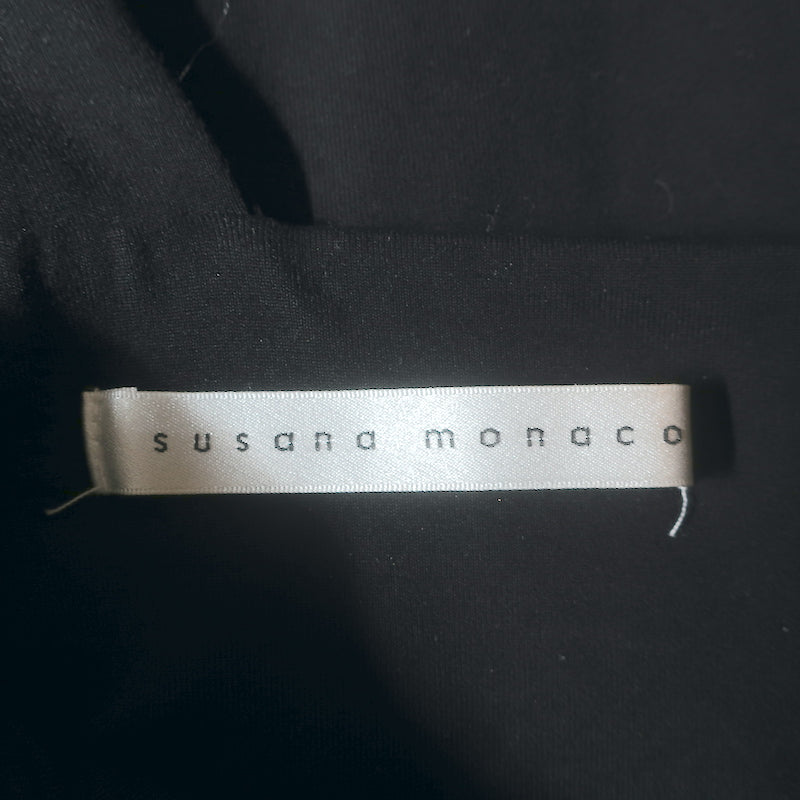 Susana Monaco One Shoulder Dress Black Stretch Jersey Size Small