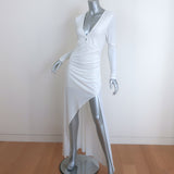 NBD Open-Back Long Sleeve Maxi Dress White Jersey Size Small