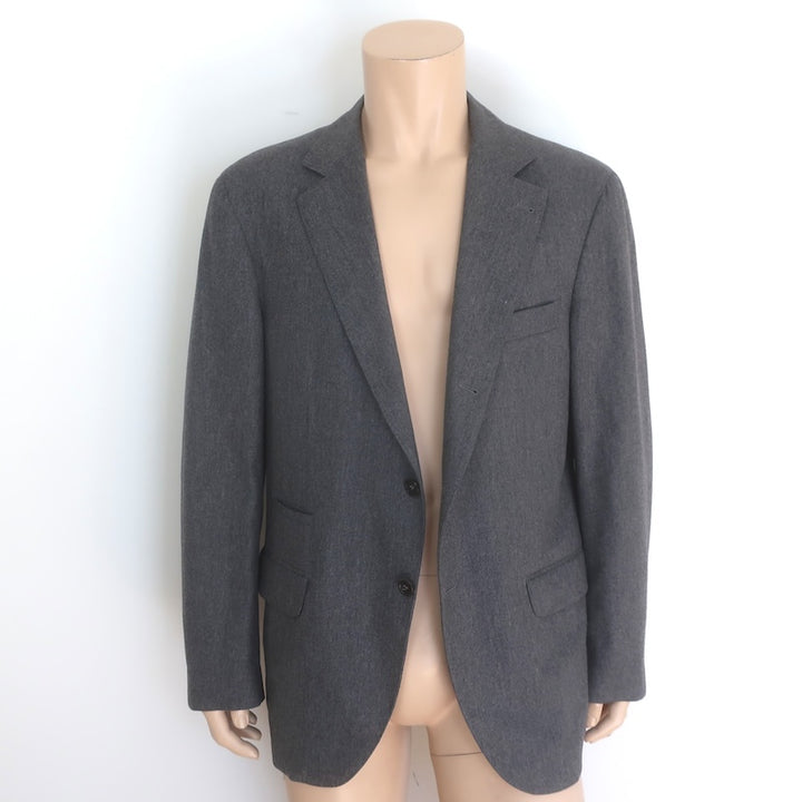 Brunello Cucinelli Blazer Gray Wool-Cashmere Size 54 Two-Button Jacket