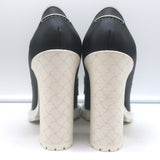 Bottega Veneta Platform Penny Loafer Pumps Black & Gray Leather Size 38