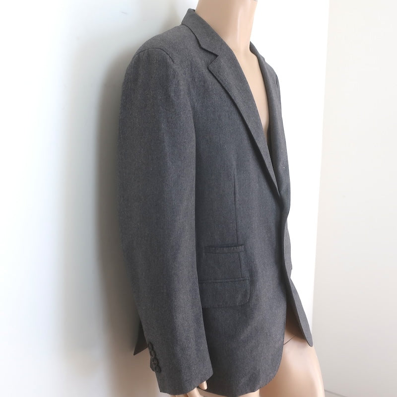 Brunello Cucinelli Blazer Gray Wool-Cashmere Size 54 Two-Button Jacket