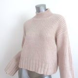 Kerri Rosenthal Heart Patch Sweater Beige Wool-Blend Ribbed Knit Size Small