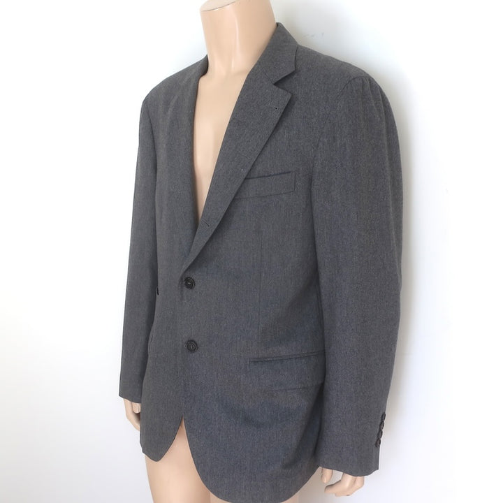 Brunello Cucinelli Blazer Gray Wool-Cashmere Size 54 Two-Button Jacket