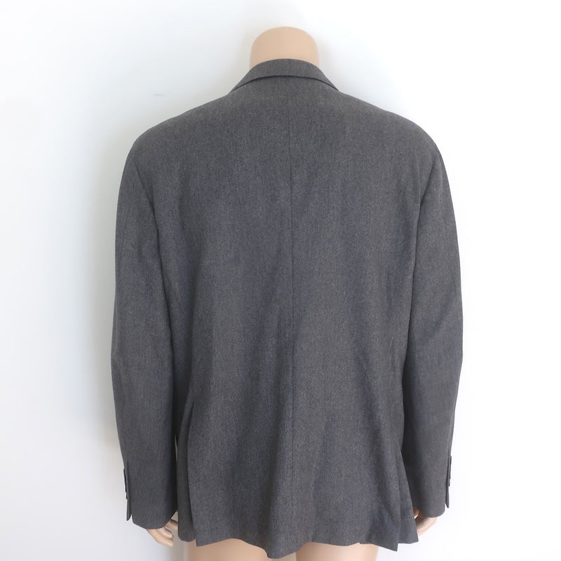 Brunello Cucinelli Blazer Gray Wool-Cashmere Size 54 Two-Button Jacket