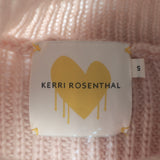 Kerri Rosenthal Heart Patch Sweater Beige Wool-Blend Ribbed Knit Size Small