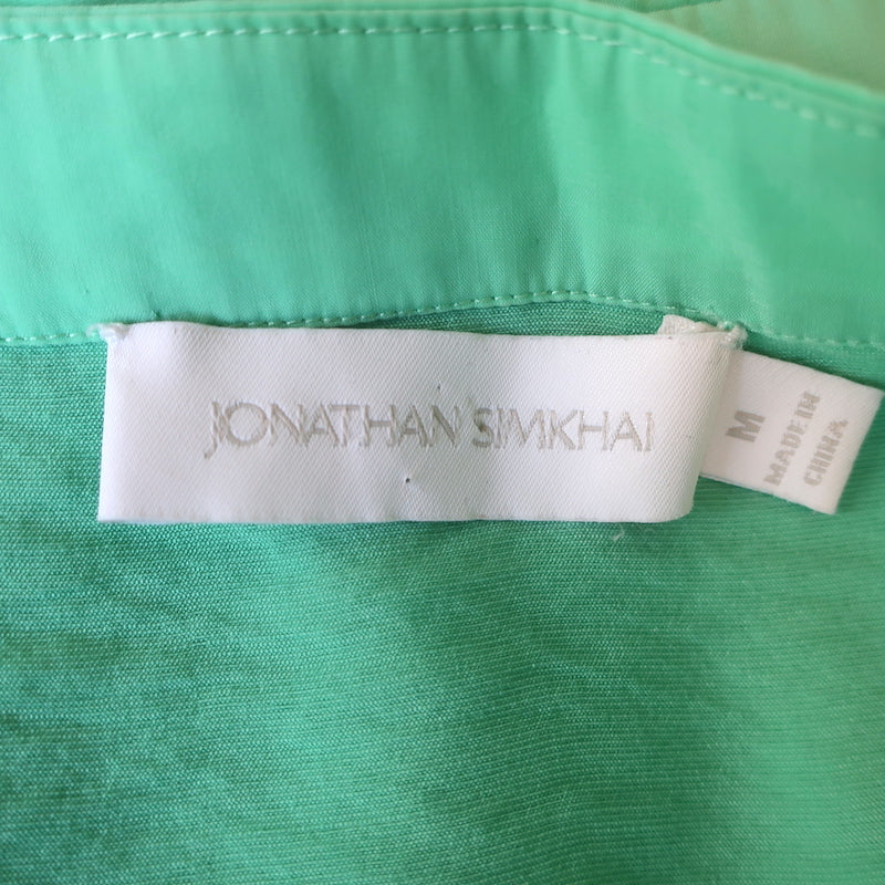 Jonathan Simkhai Puff Sleeve Mini Dress Spearmint Cotton-Blend Size Medium
