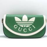 Gucci x Adidas Web Strap Mini Crossbody Flap Bag Green Leather NEW