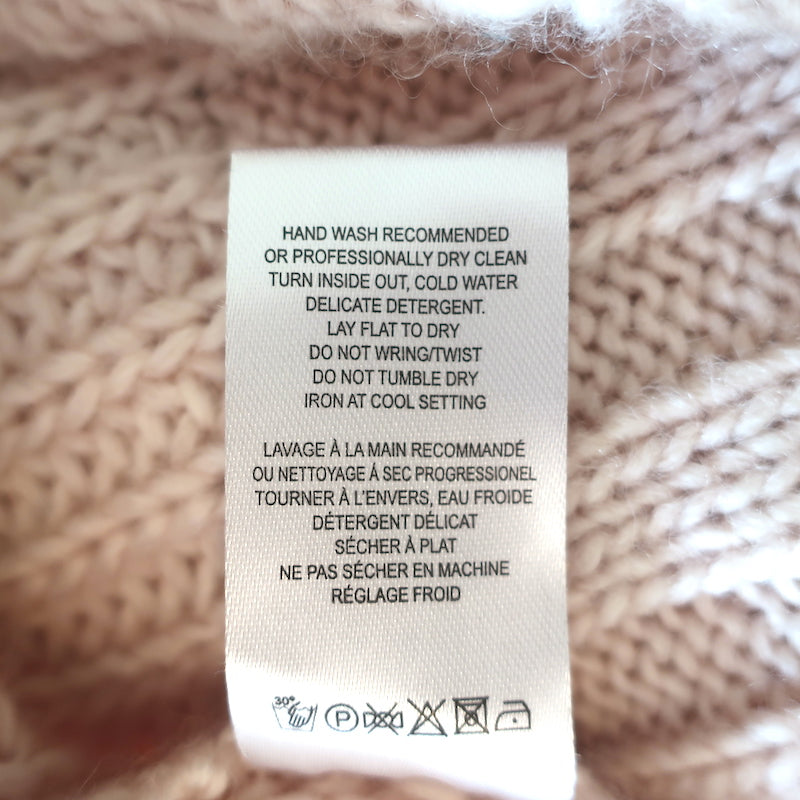 Kerri Rosenthal Heart Patch Sweater Beige Wool-Blend Ribbed Knit Size Small