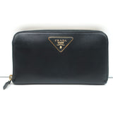 Prada Saffiano Leather Zip Around Wallet Black