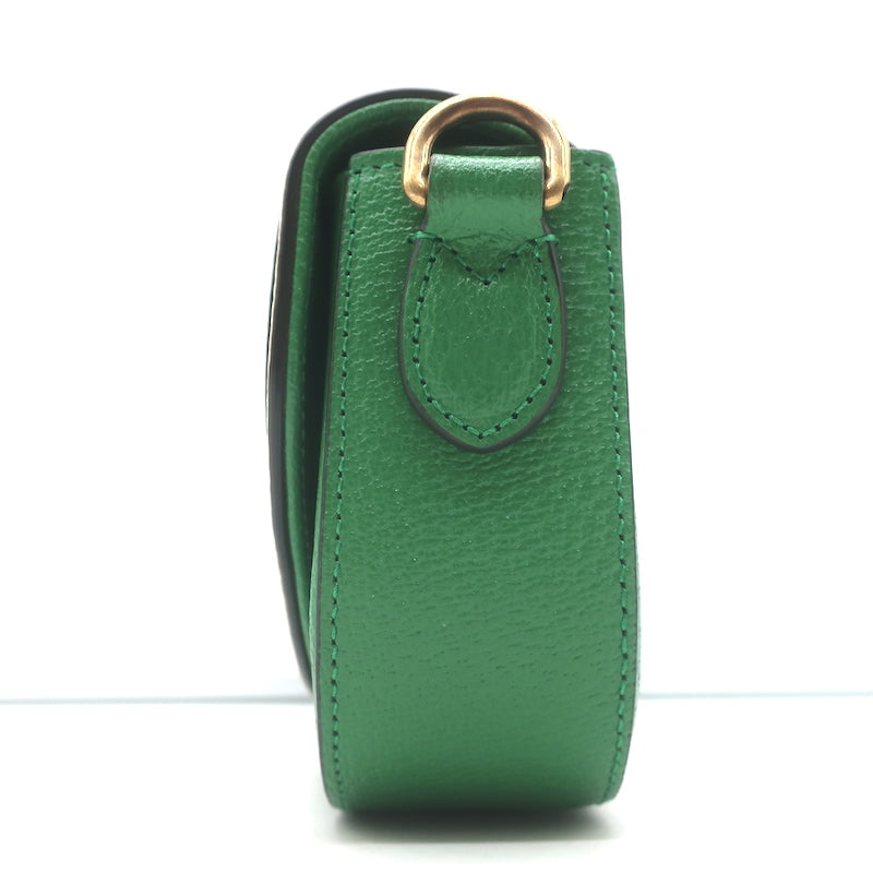 Gucci x Adidas Web Strap Mini Crossbody Flap Bag Green Leather NEW