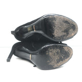 Gucci Becky Fringe Ankle Boots Black Suede Size 40.5 Open Toe Heels