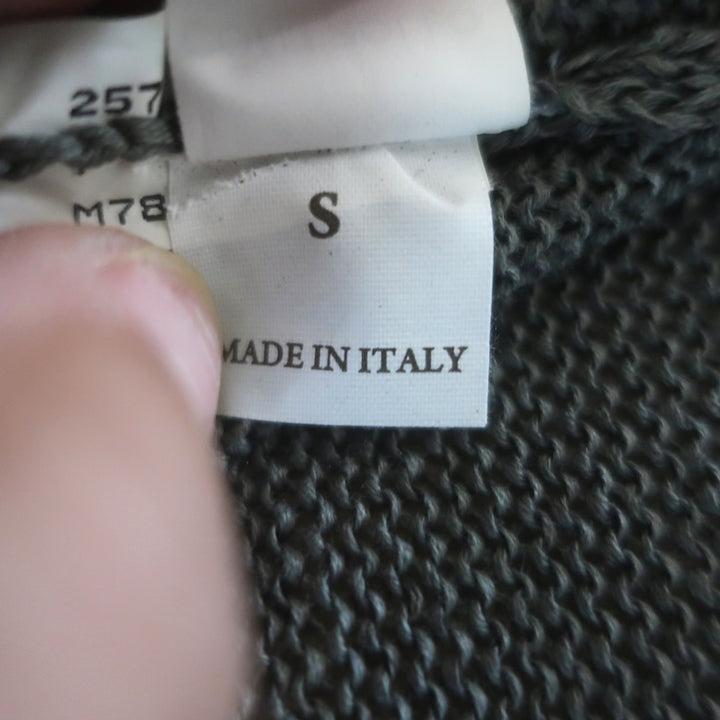Brunello Cucinelli Monili-Collar Single Button Cardigan Gray Cotton Knit Size Small