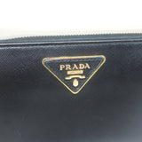 Prada Saffiano Leather Zip Around Wallet Black