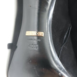 Gucci Becky Fringe Ankle Boots Black Suede Size 40.5 Open Toe Heels