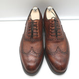Bontoni Libertino Wingtip Lace-Up Oxfords Whiskey Brown Bison Leather Size 8.5
