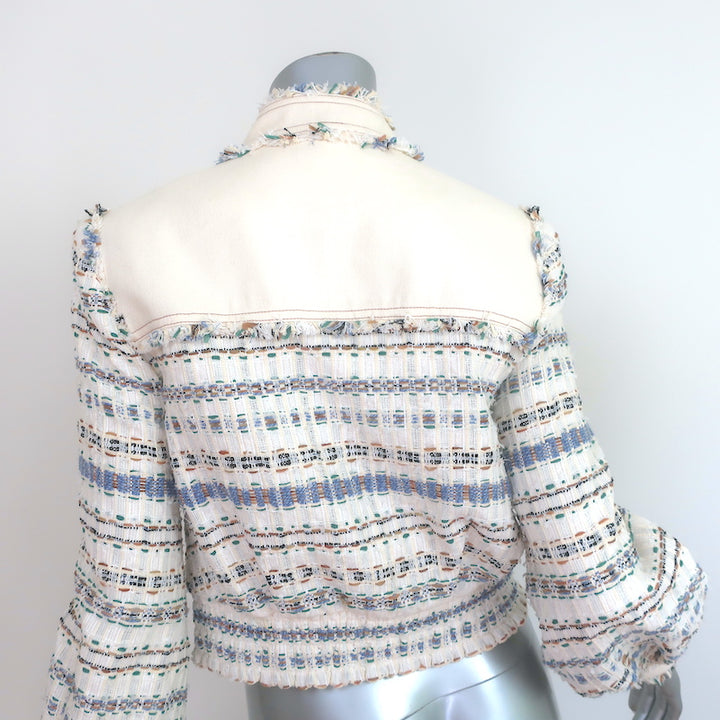 Veronica Beard Darren Cropped Tweed Jacket Ecru Cotton-Blend Size 4